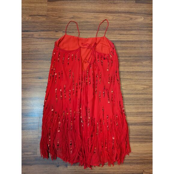 Free People Crystal Clear Mini Dress- Size Small- Red - Picture 6 of 11